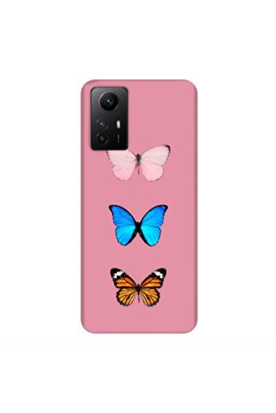 Other Xiaomi Redmi Note 12s Triple Butterfly Pink Colored Silicone TPU Θήκη