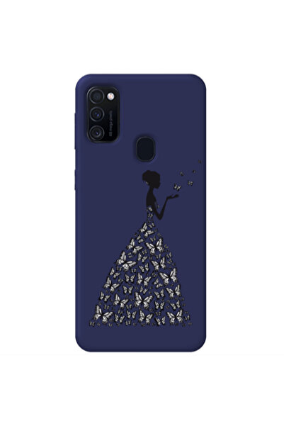 Other Samsung M21 Butterfly Girl Dark blue Colored Silicone TPU Θήκη