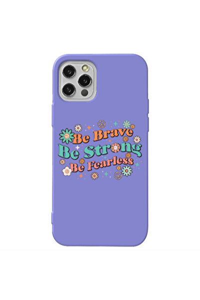 Other Apple iPhone 12 Pro Max Be Brave Purple Colored Silicone TPU Θήκη