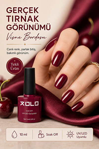 xolo UV/LED Kalıcı Oje 008 Vişne Bordosu 10 ml Soak Off Yoğun Pigment Parlak ...