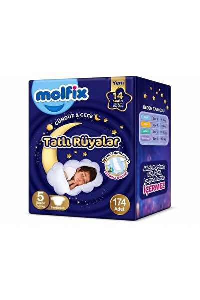Molfix Tatlı Rüyalar Bebek Bezi 5 Beden 11-18 KG Junior 174 Adet Aylık Fırsat Pk