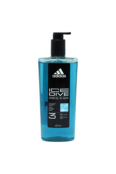 adidas Ice Dive Gel de duș 3-în-1 pentru bărbați cu pompă, 600 ml