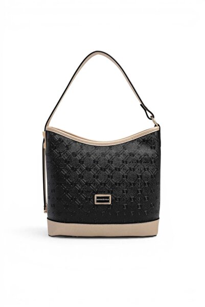 Silver Polo Black - Women's Shoulder Bag with S.Nut Logo Sp1286