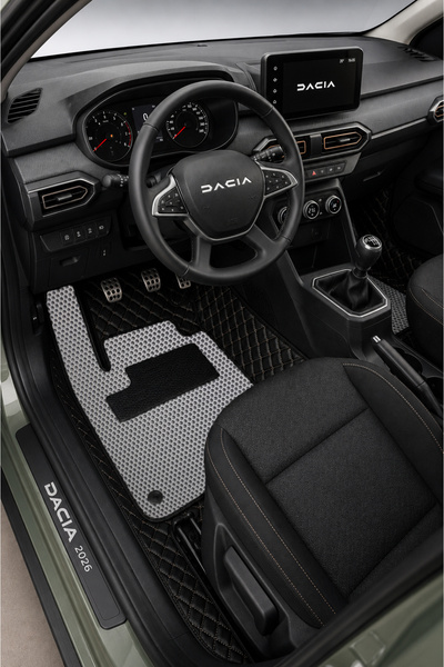 PASPASGRAFT Dacia Siyah 8D Deri Tam Kaplama Havuzlu Oto Paspas + AçıkGri EVA ...