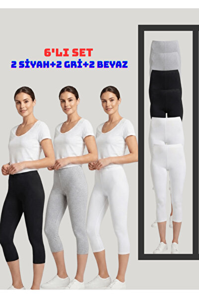 NACAR STORE Women's Set of 6 Elastane Lycra Combed Cotton Below Knee Capri Le...