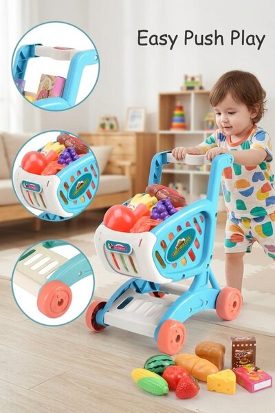 Generic 1 Abs Educational Shopping Cart Role Play Playset Wheeled Trolley Pre...
