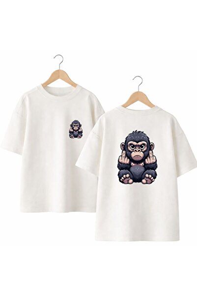 playwear Sign Monkey Printed on the Back and Front Chest, 100% Cotton Oversiz...