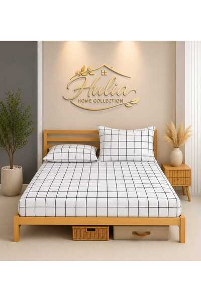 hulia home Ranforce Elastic Sheet Set with Double Pillowcases, Cotton Fitted,...