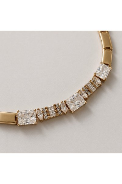 Zennemor Xuping Vip Quality Antiallergic Three Baguette Cut Zircon Stone Rose Gold Bracelet