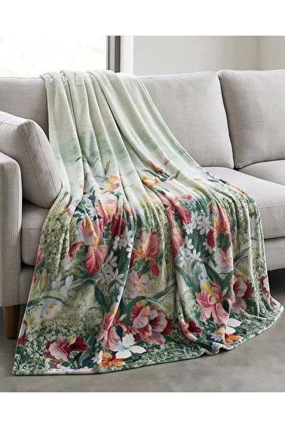 REDTAG Green Floral Printed Blanket (200 x 150 cm)