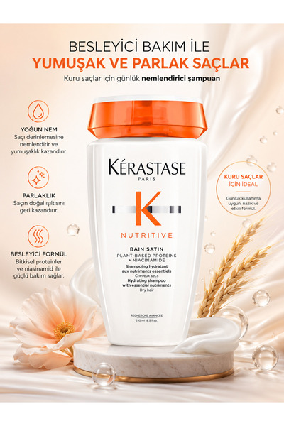 Kerastase Nutritive Bain Satin Shampoo 250 ml - Intense Moisturizing and Nour...