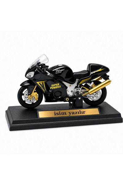 osman kızılkaya Kişiye özel isimli stantlı motor- siyah hayabusa 1/18