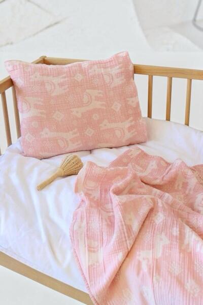 Lasilla Muslin Baby Blanket and Pillowcase Set 100X100 cm 100% Cotton 3 Layer...