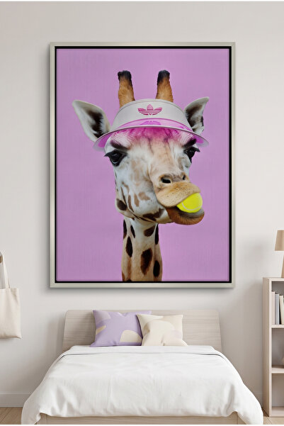 Jasmine Art Tennis Giraffe Kids Wall Art | Portrait Framed Canvas Print | Lux...