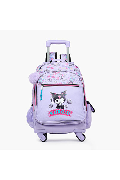 SANRIO حقيبة ترولي مطبوعة بتصميم كورومي للفتيات من 8 إلى 13 سنة مع جيب لزجاجة...