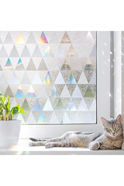 Arabest Decorative Window Privacy Film,Static Cling Stained Glass Style,Rainb...