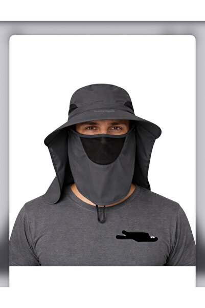 TAKSAV Uv Korumalı Sök Tak Maskeli Unisex Enseli Güneş Şapka Sinek Koruyucu T...