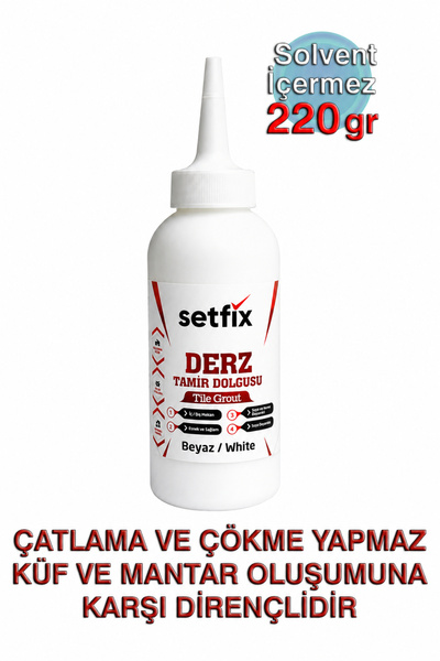 Setfix Beyaz Derz Tamir Dolgusu, 220gr / Fayans, Seramik, Mermer, Mozaik Yüze...