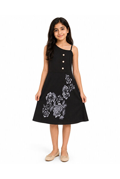 Generic Girls One Shoulder Floral Print Dress with Front Button Detail | Age ...