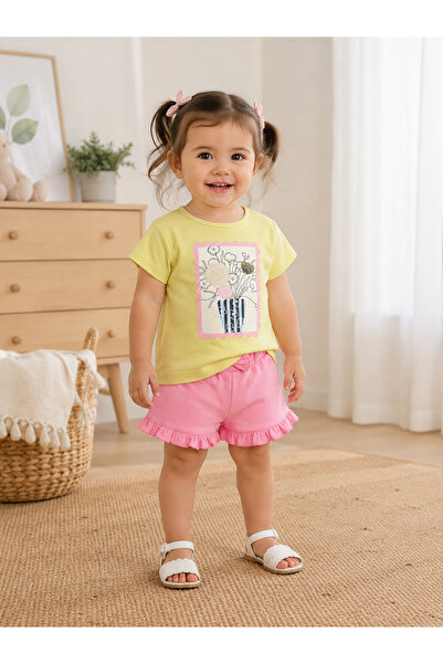 Victor and Jane Infant Girls’ 2-Piece Set – Graphic Tee & Pink Shorts