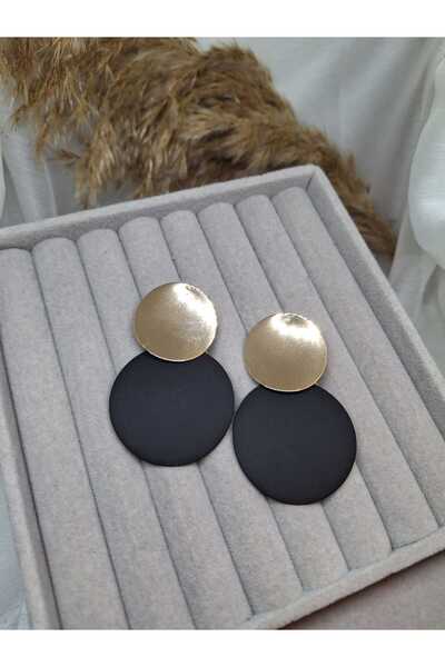 Kaan Accessoire أقراط ذهبية بتصميم دائري مزدوج، إكسسوار أنيق للنساء