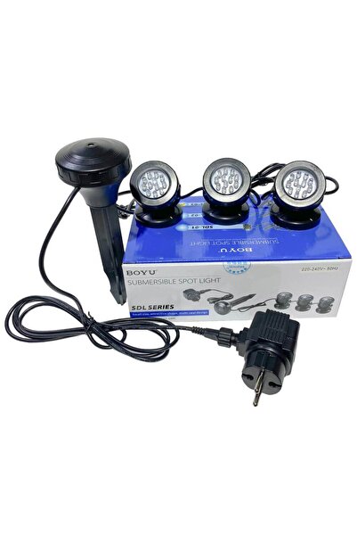 Boyu Set de trei spoturi submersibile iaz / gradina cu senzor de lumina