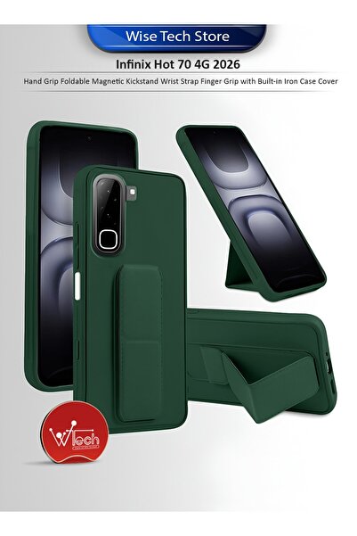Wtech Infinix Hot 70 4G 2026 Hand Grip Foldable Magnetic Kickstand Wrist Stra...