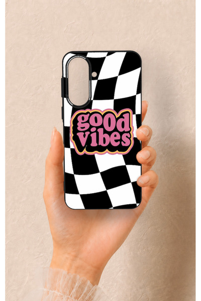Vip Case Samsung A37 Uyumlu Black Good Vibes Desenli Silikon Kılıf