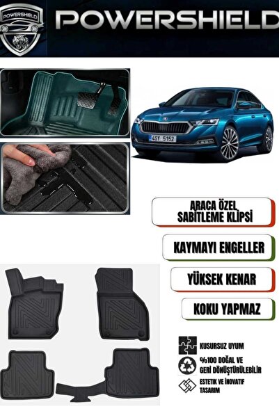Skoda Octavia 2020 ve Sonrası Için Araca Özel 5D Premium Havuzlu Oto Paspas Takımı