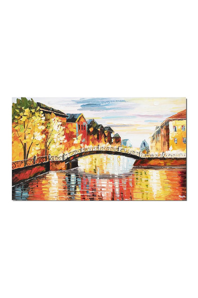 artnova Парижка картина, ръчно рисуван мост над Сена, 100x60см, маслена на пл...