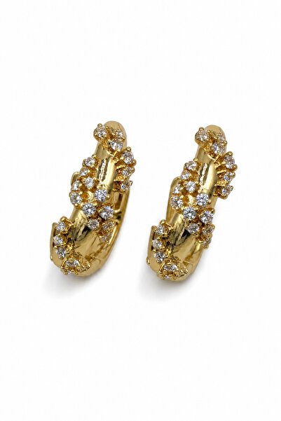 Jack Ferrero Women's Yellow Color Stone Hoop Earrings Stylish and Modern Bijo...