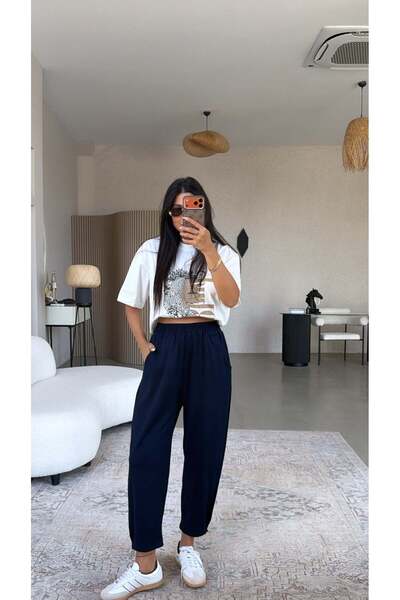Buket Teke Navy Blue Cuffed Baggy Tracksuit