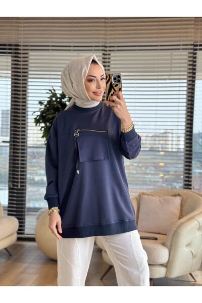ALANURMODA 3051 Pocket Zipper Detailed Sweatshirt Anthracite
