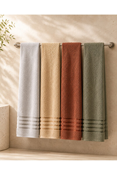 Generic Brand 4 Pieces of Colorful Striped 50X90 cm Cotton Soft Absorbent Bat...