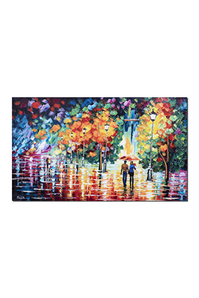 artnova Ръчно рисувана картина на влюбени, Еднакво в алеята с фенери, 100x60с...
