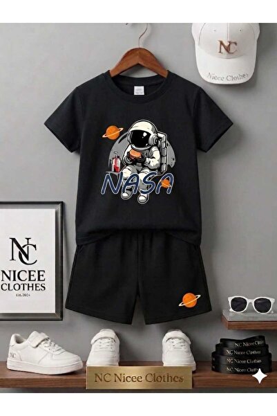 NC Nicee Clothes تي شيرت صيفي للأطفال شورت يونيسكس (مطبوع عليه هامبرغر)