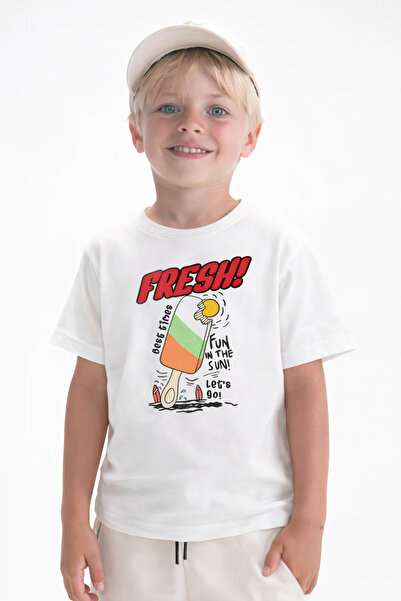 Erkek Çocuk Fresh Dondurma Baskılı Kısa Kol Tshirt