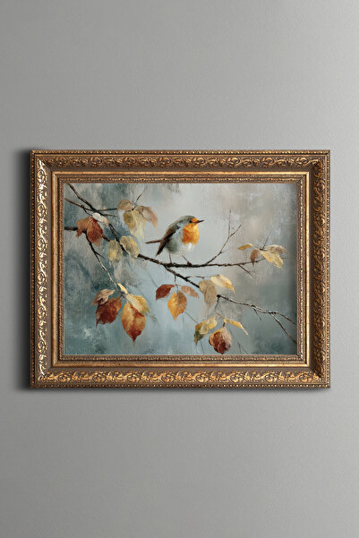 epiqart Bird and Branch Composition - Vintage Patterned Painting - Thick Model