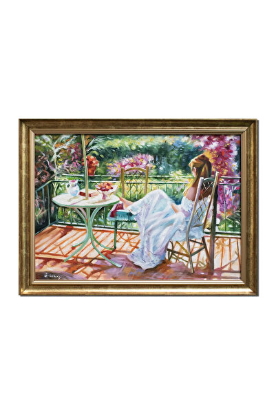 artnova Χειροποίητο κορνιζαρισμένο έργο τέχνης, Νεαρή γυναίκα στη βεράντα, 80...