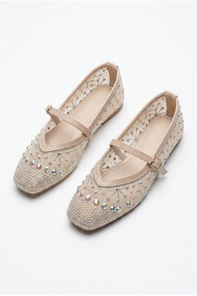fort 027-147 Tulle Stone Embroidered Comfortable Flexible Buckle Strap Closed...