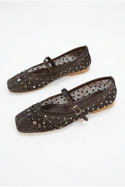 fort 027-147 Tulle Stone Embroidered Comfortable Flexible Buckle Strap Closed...