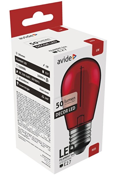 Avide Διακοσμητική Λάμπα LED Νήματος 1W E27 Κόκκινη