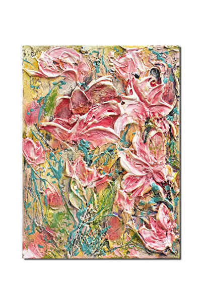 artnova Стилизирана картина на цветове на магнолия, ръчно рисувана импасто, 4...