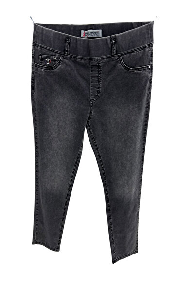 ZANESSİ FASHION Plus Size Elastic Waist Denim Women's Trousers