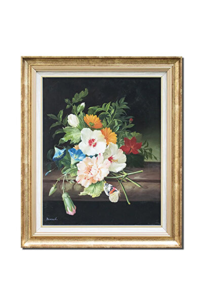 artnova Известна ръчно рисувана рамкирана картина, Флорална композиция, 65x55...
