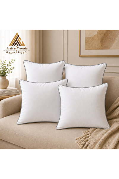 Arabian Threads Decorative Cushions 45x45 cm - Microfiber Filled - Grey Brim ...