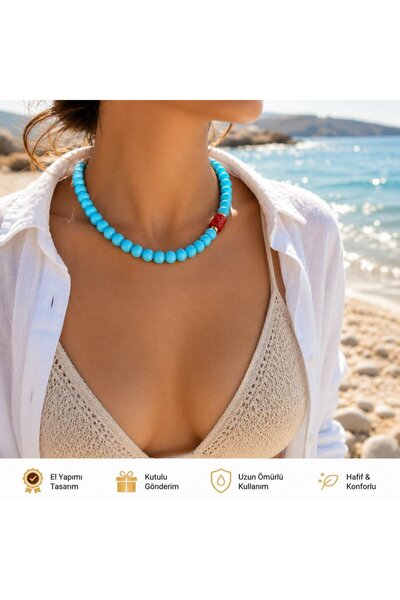 Sinem Şanlı Atelier Ortanca Hematite Blue Bodrum Glass Beads Handmade Classic...