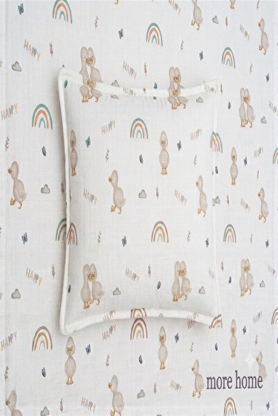 MORE HOME 100% Cotton Baby Muslin Cover + Pillowcase Duck Light Gray