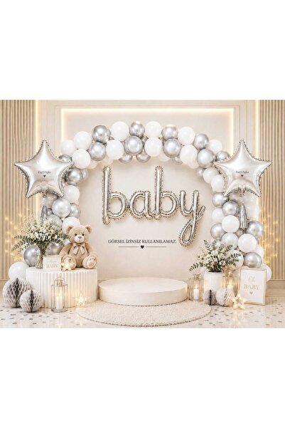 PARTİ AŞKI Baby El Yazılı Balon Seti & Cinsiyet Partisi Baby Shower Doğum Oda...