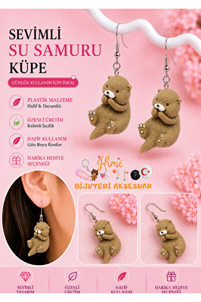 himi bijuteri aksesuar Beaver Otter Cheerful Cute Animal Figured Dangle Earri...